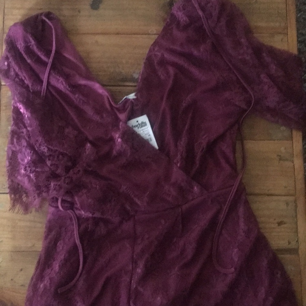 Charlotte Russe Lace Romper Burgundy